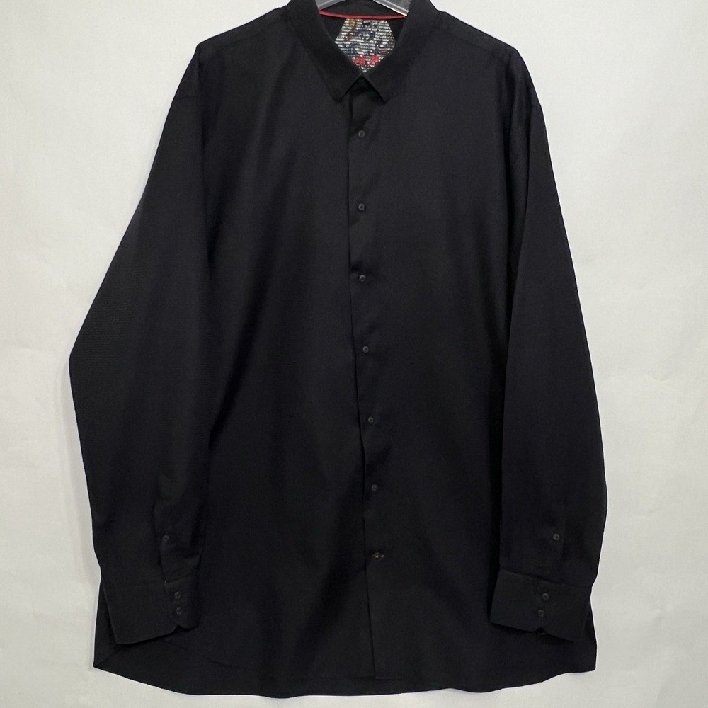 Visconti Black Long Sleeve Button Shirt Black Flip Cuff Men Size 3XLT